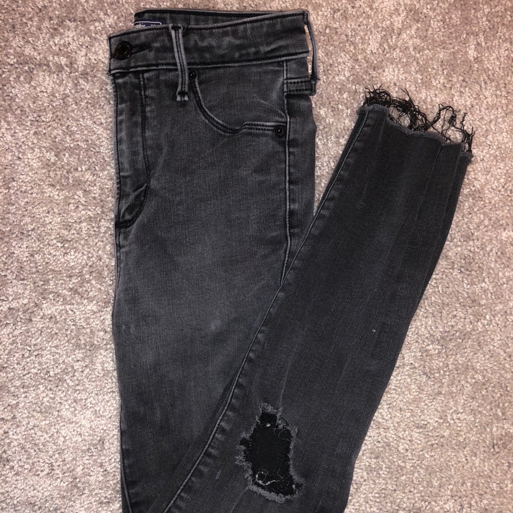 Abercrombie distressed black high wasted jeans